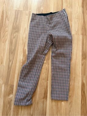 A New Day Women's Size 2 Brown Rust Plaid Stretch Ankle Trousers